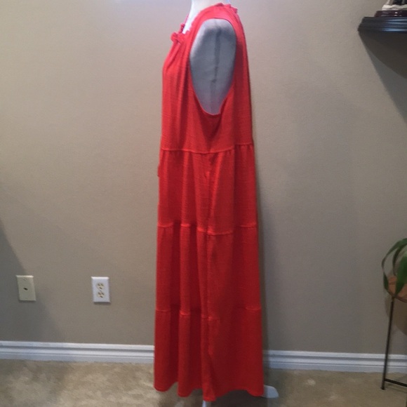 Max Studio Sleeveless Layered Hem Midi Dress Tasseled Tie and Pockets-Size 2X - Picture 4 of 13